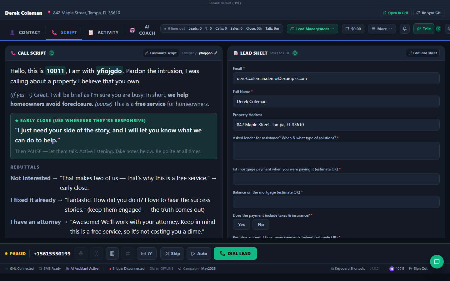 The Script tab