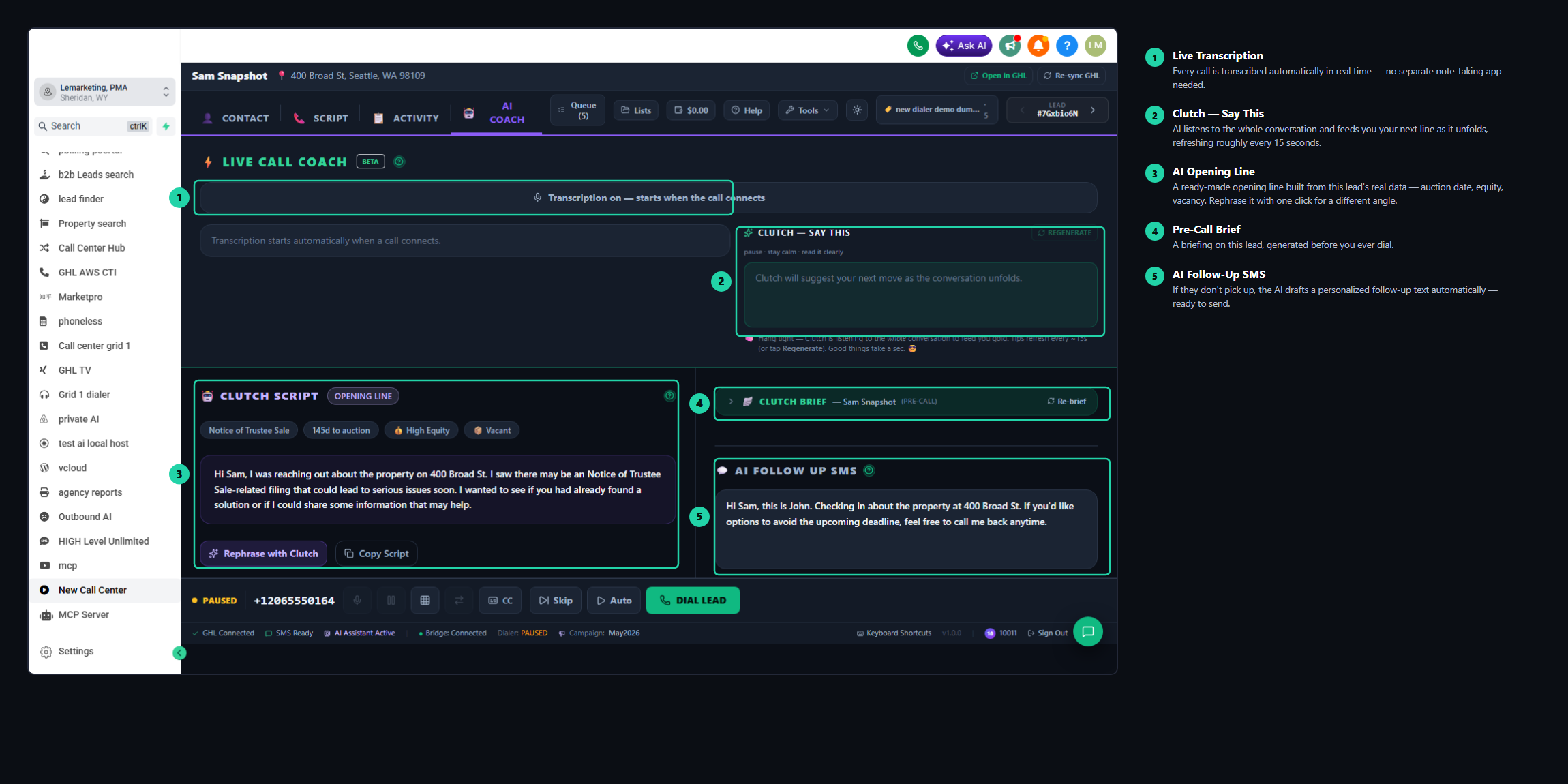 Clutch — live AI coach on the call
